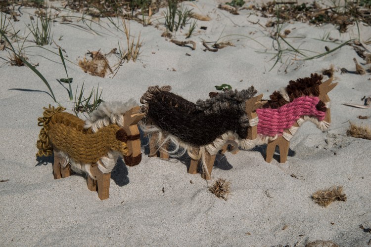 Three handmade donkeys