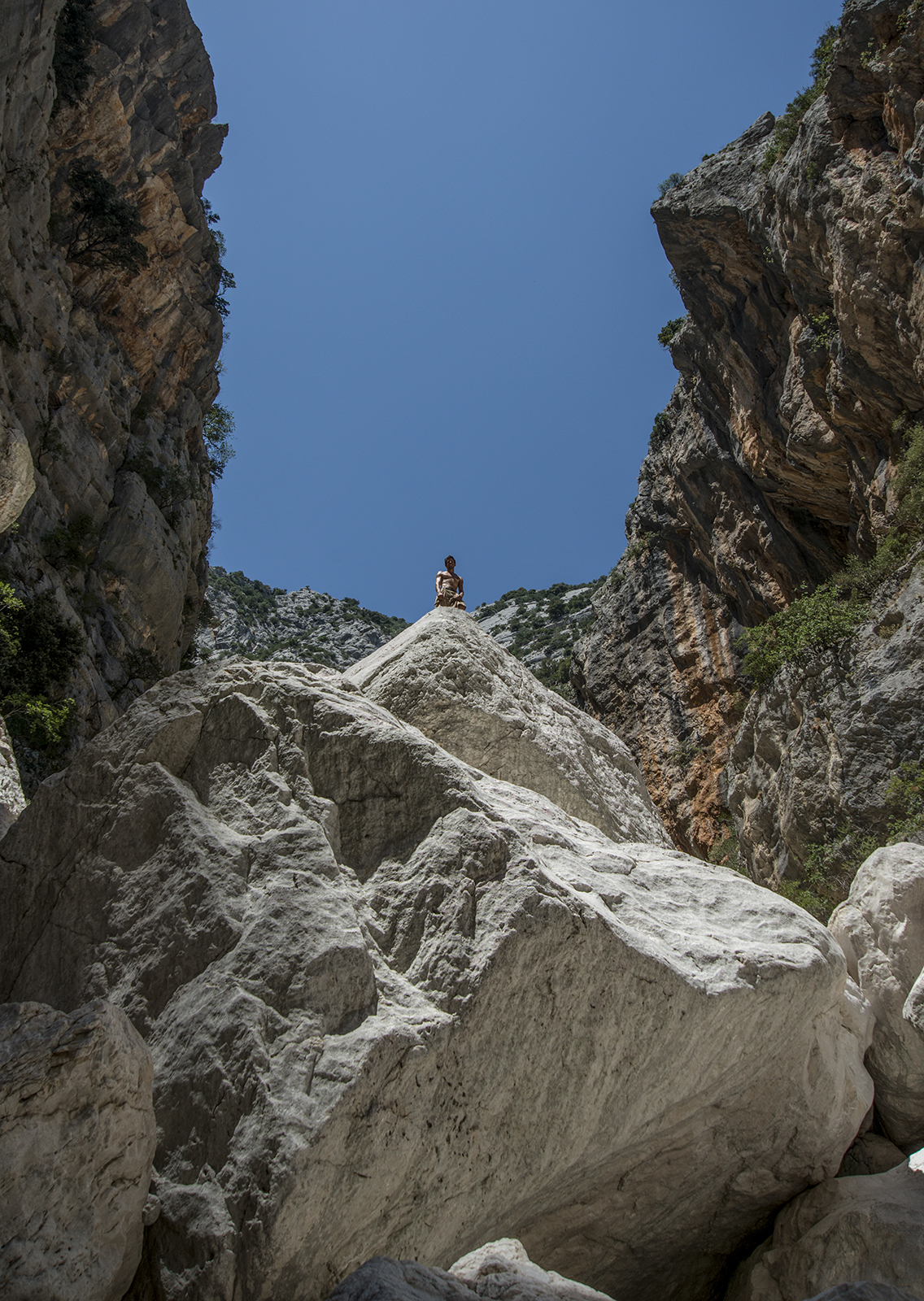 Big white boulders in the canyon