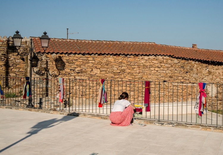 Sunny weaving spot in the square